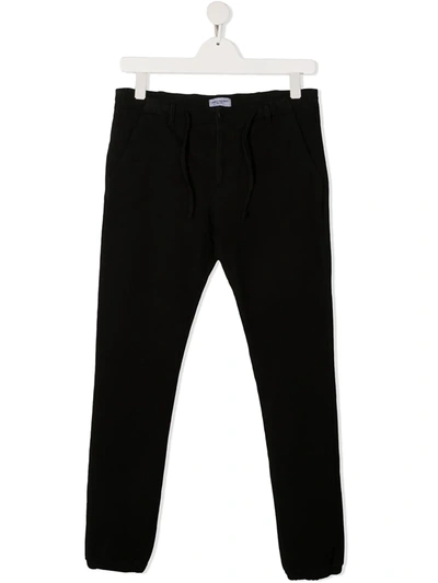 Shop Paolo Pecora Teen Drawstring Straight-leg Trousers In Black
