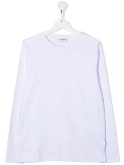 Shop Paolo Pecora Teen Logo Long-sleeve Top In White