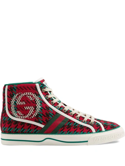 Shop Gucci Tennis 1977 High-top Sneakers In Red