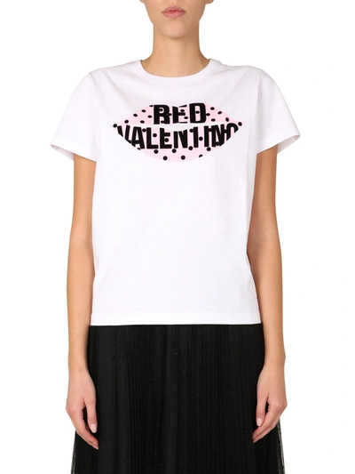 Shop Red Valentino T-shirt With Mouth Print In White