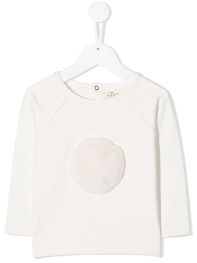 Shop Andorine Fur Detail T-shirt In White