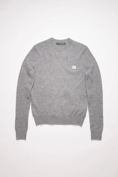 Shop Acne Studios Wool Crew Neck Sweater In Grey Melange