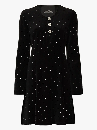 Shop The Marc Jacobs Black Paris Crystal Studded Velvet Dress