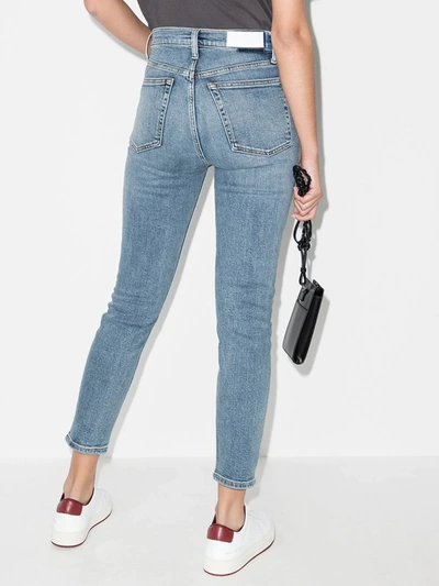 Shop Re/done Blue High Waist Cropped Skinny Jeans