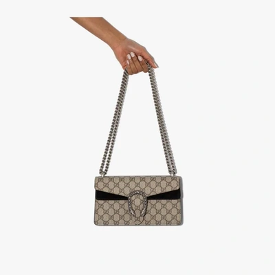 Shop Gucci Brown Dionysus Gg Supreme Small Shoulder Bag In Neutrals