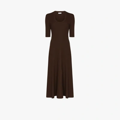 Shop Rosetta Getty Brown Flared Midi Dress