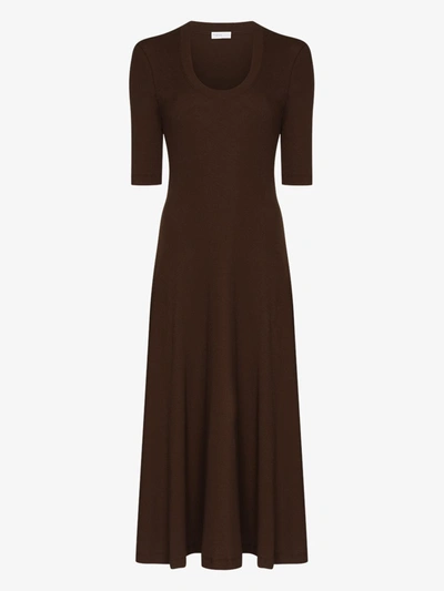 Shop Rosetta Getty Brown Flared Midi Dress