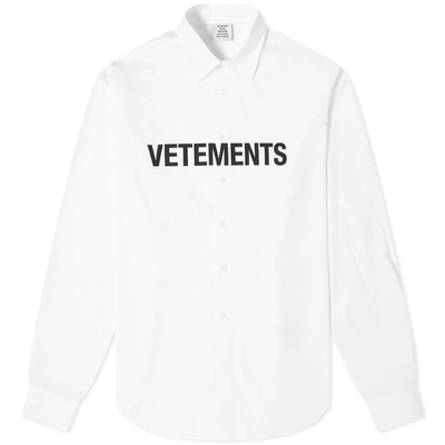Shop Vetements Front Logo Shirt In White