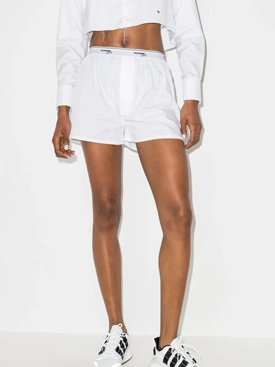 Shop Hommegirls Logo Waistband Boxer Shorts - Women's - Cotton In White