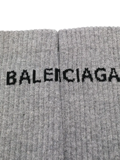 Shop Balenciaga Logo Print Ankle Socks In Grey