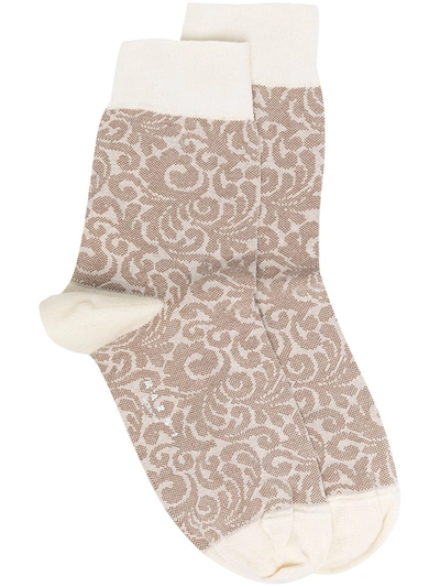 Shop Marni Abstract Pattern Socks In Neutrals