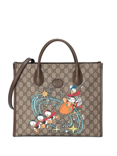 Shop Gucci X Disney Donald Duck Tote Bag In Brown