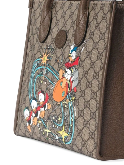 Shop Gucci X Disney Donald Duck Tote Bag In Brown