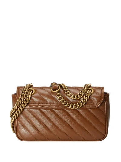 Shop Gucci Gg Marmont Mini Matelassé Shoulder Bag In Brown