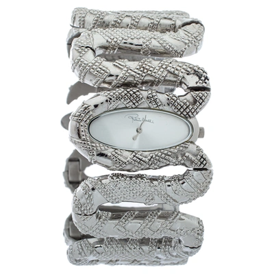 Pre-owned Roberto Cavalli Silver Stainless Steel Cleopatra R7253195515 Women's Wristwatch 40 Mm