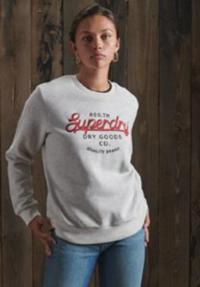 Shop Superdry Crafted Workwear Crew Sweatshirt In Light Grey