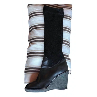 Pre-owned Marc By Marc Jacobs Leather Riding Boots In Black