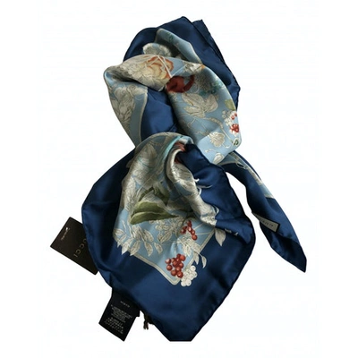 Pre-owned Gucci Blue Silk Scarf