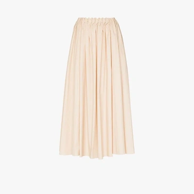 Shop Roksanda Allegra Cotton Midi Skirt In Neutrals