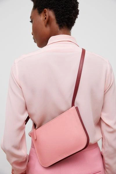 Shop Mansur Gavriel More Of The Double Crossbody In Peony/chianti