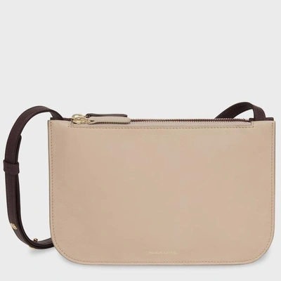 Shop Mansur Gavriel More Of The Double Crossbody In Beige/eggplant