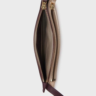 Shop Mansur Gavriel More Of The Double Crossbody In Beige/eggplant