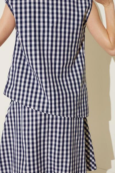 Shop Mansur Gavriel Oversized Gingham Top In Blu Gingham