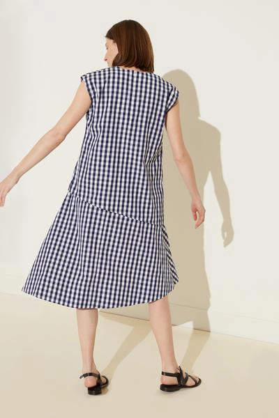 Shop Mansur Gavriel Oversized Gingham Top In Blu Gingham