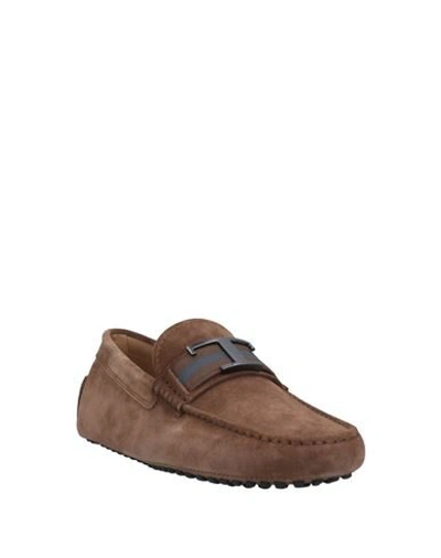 Tod's Man Loafers Khaki Size 7.5 Soft Leather In Brown
