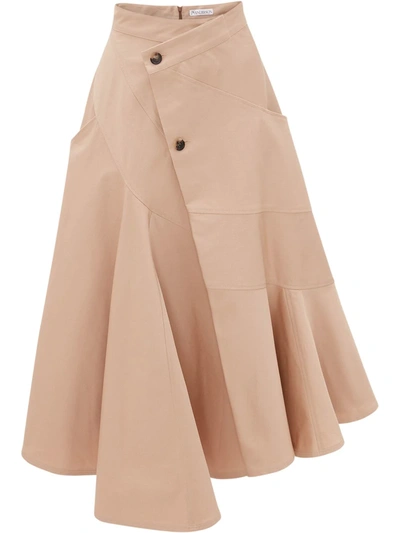 Shop Jw Anderson Wrap-style Asymmetric Cotton Skirt In Neutrals