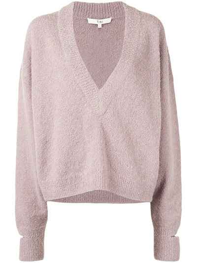 Shop Tibi Oversized V-neck Jumper In Pink