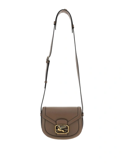 Shop Etro Pegaso Logo Detailed Leather Bag In Brown