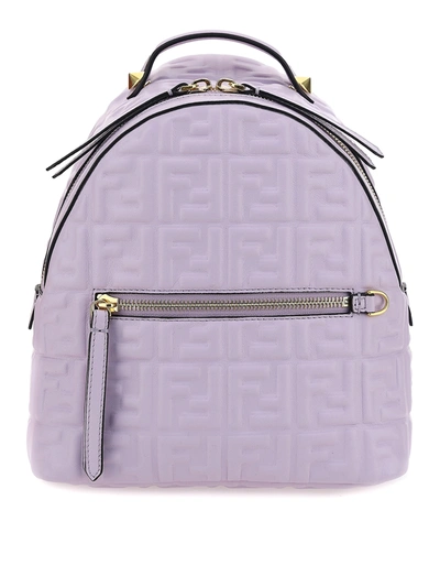 Shop Fendi All-over Ff Monogram Leather Backpack In Light Purple