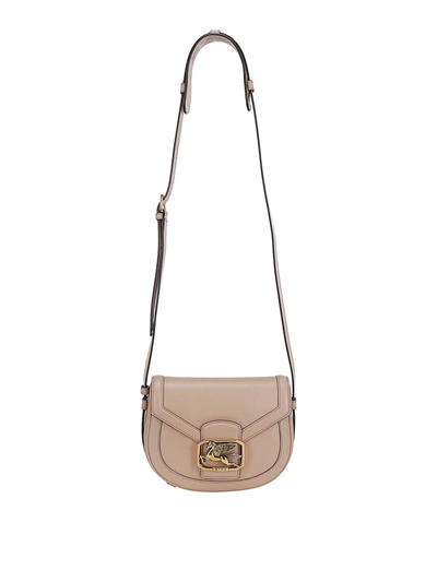 Shop Etro Pegaso Logo Detailed Leather Bag In Nude And Neutrals