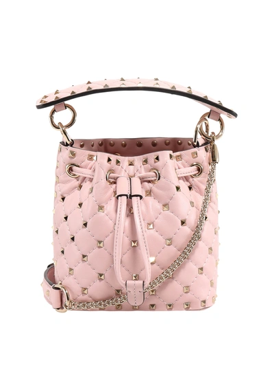 Shop Valentino Rockstud Spike Bucket Bag In Light Pink