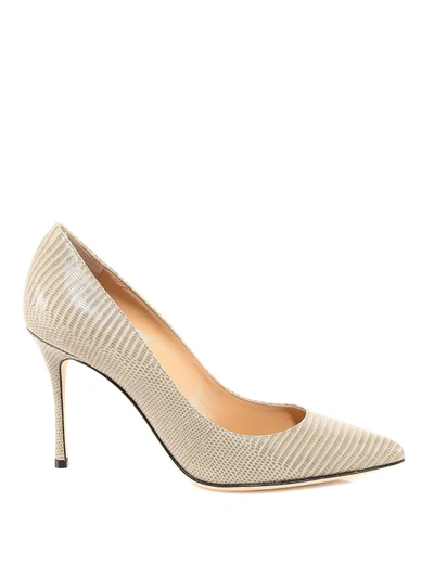 Shop Sergio Rossi Snake Printed Leather Pumps In Light Grey