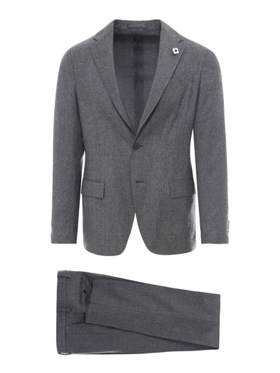 Shop Lardini Melange Wool Suit In Grey
