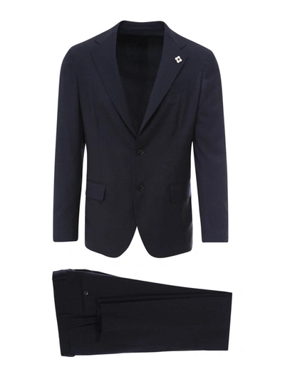 Shop Lardini Stretch Wool Blend Suit In Blue