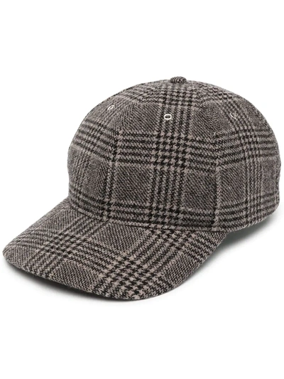 Shop Ymc You Must Create Check Wool-blend Baseball Cap In Brown