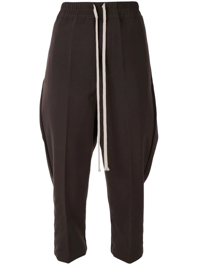 Shop Rick Owens Tapered Drawstring Waist Trousers In Brown