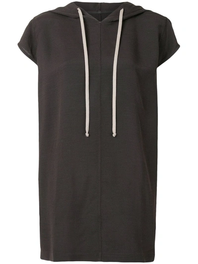 Shop Rick Owens Short-sleeved Long Hoodie In Brown