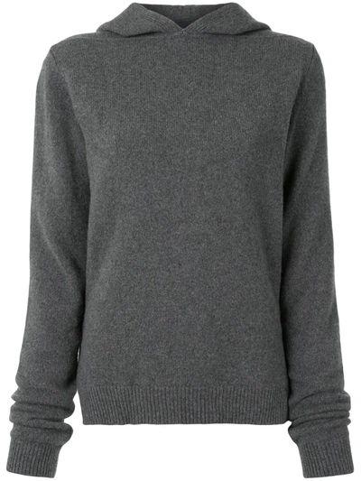 Shop Rick Owens Long-sleeved Side Slit Hoodie In Grey