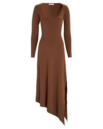 Shop A.l.c Harvey Asymmetrical Knit Midi Dress In Brown