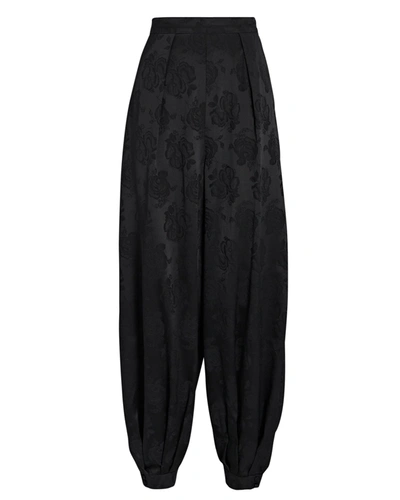 Shop Ronny Kobo Kristine Tapered Silk Jacquard Pants In Black