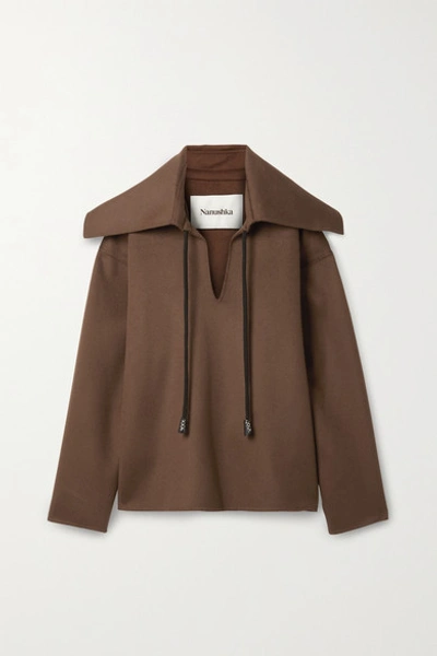 Shop Nanushka Cape-effect Wool And Silk-blend Jacket In Brown