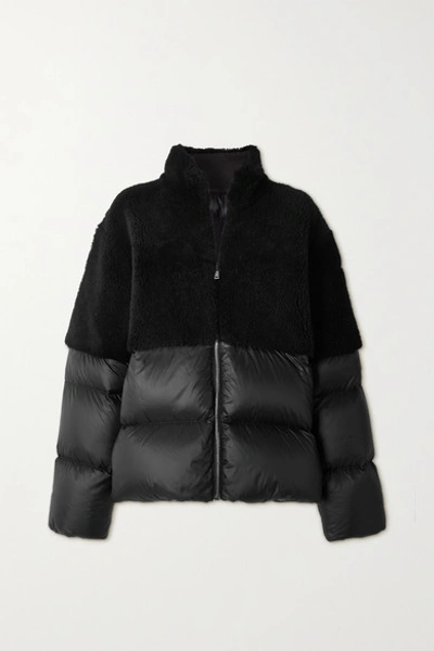 Shop Moncler Coyote Shearling And Quilted Shell Down Jacket In Black
