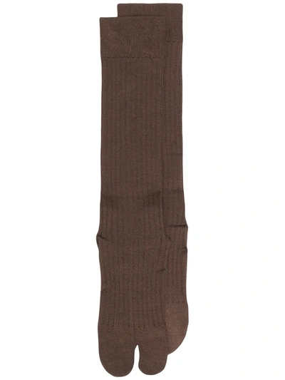 Shop Jil Sander Split Toe Ankle Socks In Brown