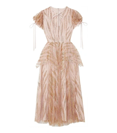 Shop Rodarte Gold And Mauve Glitter Tulle Dress In Neutral