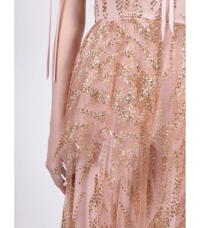 Shop Rodarte Gold And Mauve Glitter Tulle Dress In Neutral