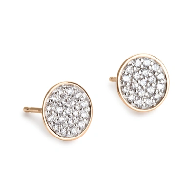 Shop Ginette Ny Round Sequin Diamond Earrings In Pink And White Gold